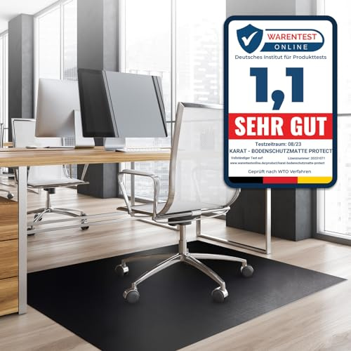 KARAT Bodenschutzmatte für Hartböden - Neo - Fußbodenschutz Schutzmatte Bürostuhl für Parkett Laminat Bodenmatte Bürostuhl - Stärke: 1,5 mm (Schwarz, 90 x 250 cm)