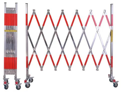 CORGLI Erweiterbare Barrikade, zusammenklappbare Sicherheitsbarrikade, einziehbare Einfahrtstor-Zaun-Sicherheitsbarriere aus Edelstahl für Wartungs- und Bauarbeiten sowie Verkehrskontrolle,1.2 * 3M