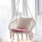 Hammock Chair Macrame Swing, Handmade Knitted Cotton Rope Round Chair for Indoor/Outdoor Home Bedroom Yard Garden Patio(White)