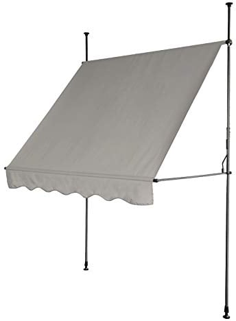 SVITA Klemmmarkise Balkonmarkise Sonnenschutz Markise Handkurbel ohne Bohren 200x120 cm (BxT) Hellgrau