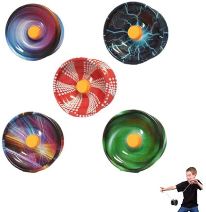 Yoyo Responsive pour Enfants,Dual Purpose Yoyo,Responsive Yoyo,Yoyo Responsif pour Les Enfant Adulte,Double Purpose Yoyo,Yoyo Portable Adapté aux Débutants et Diverses Activités et Fêtes,5 Pièces