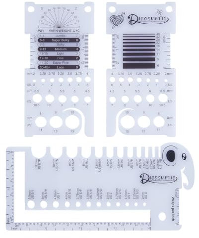 DICOSMETIC 3Pcs Acrylic Knitting Needle Gauge Rectangle Yarn Gauge Tools White Multifunctional Crochet Needle Rulers cm inch Sewing Measuring Tools, US 0 to US 15