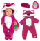 Puppenkleidung für 12-18 Zoll Baby Puppen - Cartoon Bär Outfit Mit Erdbeertaschen und Augenklappe für 30-45 cm Puppen - Mädchen Geburtstag Geschenk