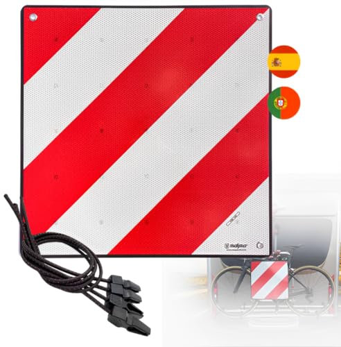 S21 SEÑALIZACIÓN Placa V-20 Homologada Flexible para Portabicicletas | Señal V-20 Homologada Indicadora de Carga Saliente | Cartel V-20 Homologada DGT