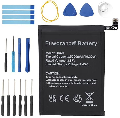 Fuworance 5000 mAh 3,87 V BN59 - Batería de repuesto compatible con Xiaomi Redmi Note 10/Note 10S, teléfono móvil, batería li-ion recargable, gran capacidad con caja de herramientas