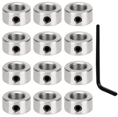 12x Sicherungsring & Sicherungsringe 8mm, Stahl Klemmring & Stellringe | Tiefenanschlagringe für Bohrer, Gewindesicherungsring für T8-Schrauben, Inbusschlüssel inklusive