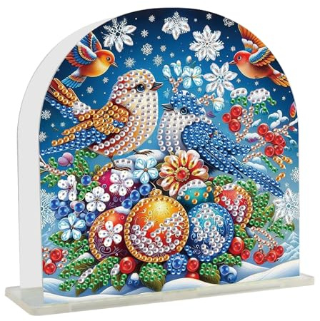 DCIDBEI Peinture Diamant Porte Serviettes 15 x15cm Diamond Painting Porte Serviette Papie Cuisine Diamant Painting Porte Serviette de Table Vintage pour Décorer Serviette Papier Oiseaux de Noël