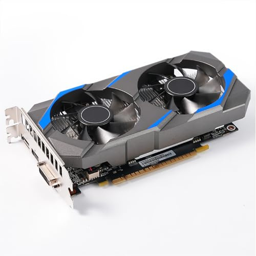 Karlak Scheda Grafica GTX 1050 da 2 GB, Potente Grafica di Gioco, Scheda di Gioco GPU GDDR5 con Ventola di Raffreddamento a Doppio Raffreddamento, Supporto 4K, 3 Monitor Funzionanti,