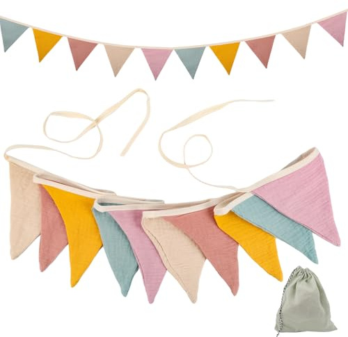 Wimpelkette Outdoor, 2.6M Wimpelkette Stoff, Wimpelkette Outdoor für Geburtstag Hochzeit Fasnachtsdeko
