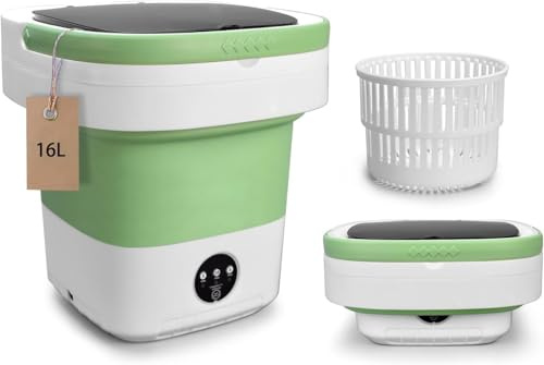 Portable Mini Washing Machine, 3 Cleaning Modes Suitable for Small Clothes, 16L Upgraded with Spin Basket Laundry Machine, Foldable Design Ideal for Campain, Hotel, Apartment and Home