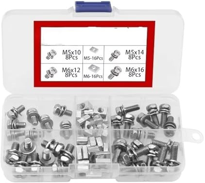 Vis Pour Moto Compatible Avec Les Jeux De Vis À Écrou Borne Batterie Moto En Acier Inoxydable, Kit Carré, Accessoires 64 Pièces