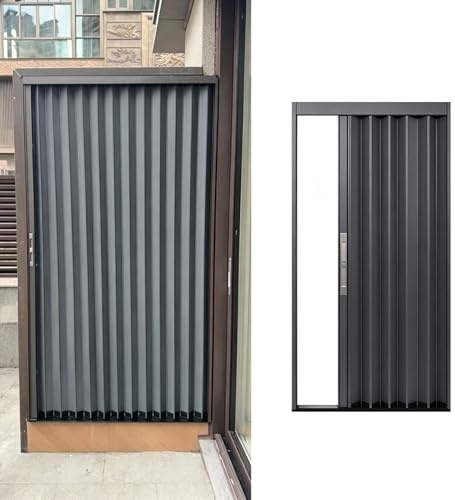 Porte Accordéon Interieur Porte Coulissante Pliante pour Intérieur et Patio Extérieur, Cloison Accordéon Pliable avec Serrure, Portes de Sécurité pour Cuisine, Grenier et Bureau(25x80in(64x203cm))