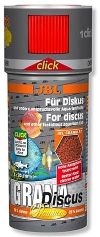 JBL GranaDiscus 40651 Premium Alleinfutter für anspruchsvolle Aquarienfische, Granulat Klickdosierer 250 ml