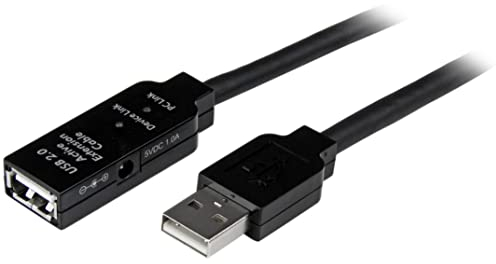 StarTech.com 5m USB 2.0 Active Extension Cable M/F - 5 meter USB A Male to USB A Female USB 2.0 Repeater / Extender Cable - Black - 15ft (USB2AAEXT5M)