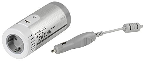 Vivanco CPC 160 Fahrzeugspannungswandler mit USB-Ladefunktion (230V, 150 Watt) grau/weiß