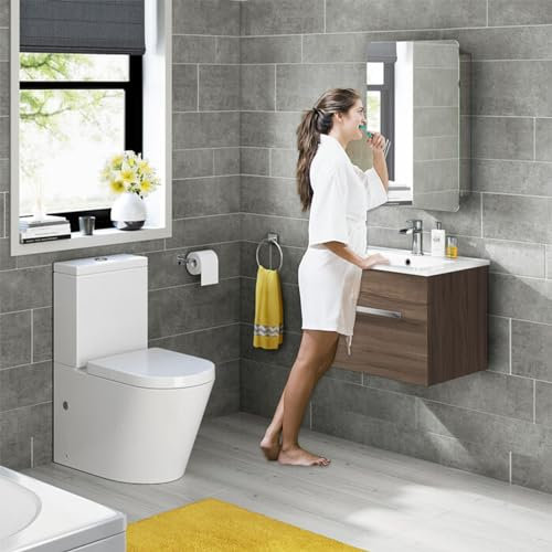 iBathUK Helsinki Wall Mounted Mirror Cabinet with Sliding Mirror Door, Pre-Assembled Modern Stainless Steel Bathroom Storage Unit 1 Door, 2 Shelves with Portrait Orientation in Silver, 660 x 460mm