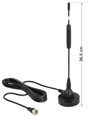 DELOCK DAB+ Antenne F Stecker 0 dB omnidirektional mit magnetischem Standfuss starr schwarz