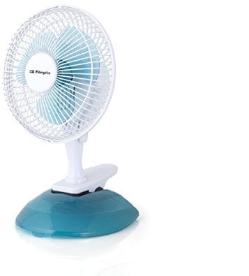 Orbegozo TF 0219 - Ventilador sobremesa 2 en 1, pinza y sobremesa, potencia 8 W, 2 velocidades, diámetro hélice 15 cm