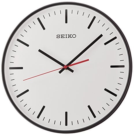 Seiko Wanduhr schwarz Kunststoff Schleichende Sekunde QXA701K