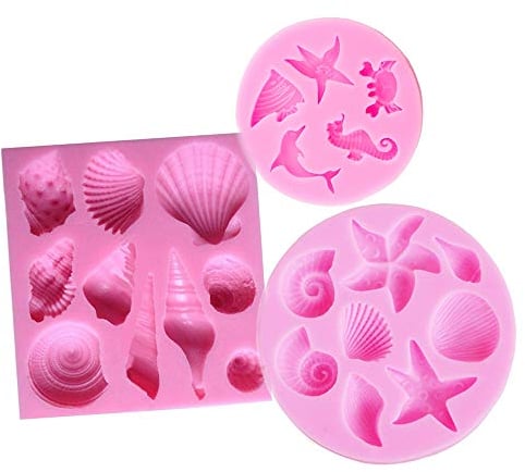 Simmpu 3D Silikon Backform Seashell und Conch Meer Tierform Silikonformen Fondant Kuchen dekorieren Schokoladenform DIY handgefertigt Tools für Jelly Sugar Candy 3 Pack