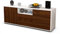 Stil.Zeit TV Schrank Lowboard Amila, Korpus Weiss matt, Front Holz Design Walnuss (135x49x35cm), Push to Open Technik & Leichtlaufschienen