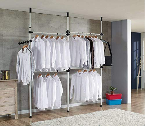 Garde-Robe Téléscopique Systèmes de Penderie Porte-Vêtements, Penderie Télescopique Porte-Vêtements, Support de vêtement télescopique, Support Télescopique Vêtement, 4 crossbars