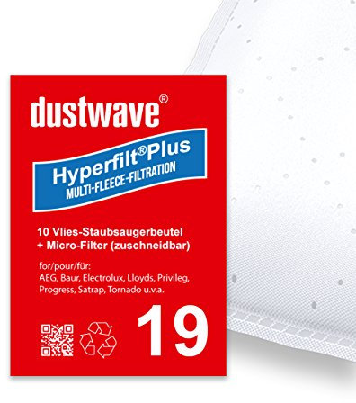 10 Staubsaugerbeutel | Staubbeutel passend für Progress PC 4484, PC 4413, PC 4414, PC 4415 von dustwave® Markenstaubbeutel/Made in Germany + inkl. Microfilter