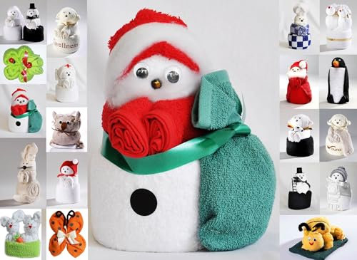 JACK Frottier Geschenk Set viele Modelle Handarbeit Origami Gästetuch Handtuch Waschhandschuh, Motiv/Art:Weihnachtsmann mit Sack