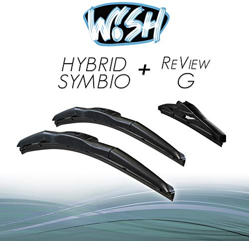 Wish® Hybrid Symbio Satz Front + Heck Scheibenwischer Länge: 24 600mm / 18 450mm / 12 300mm Wischblätter Vorne und Hinten Hybrid-Scheibenwischer + Review G HS24.18.12RG