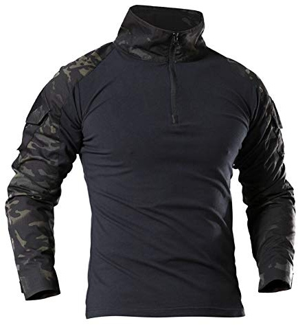 LiliChan T-Shirt Militaire à Manches Longues T-Shirt extérieur à Manches avec Fermeture éclair