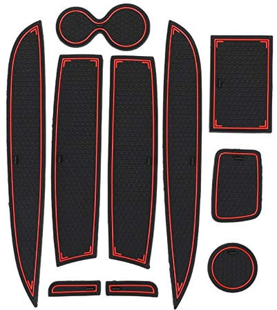 KAPAYONO 10 PièCes Tapis de Rainure de Porte pour Clio 4 DéCoration IntéRieure Anti-DéRapant Porte Fente Tasse Pad Voiture Style Rouge