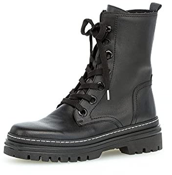 Gabor Damen Combat Boots, Frauen Stiefeletten,Wechselfußbett,Best Fitting,uebergangsstiefel,schnürstiefel,warm,woman,schwarz (weiss),43 EU / 9 UK