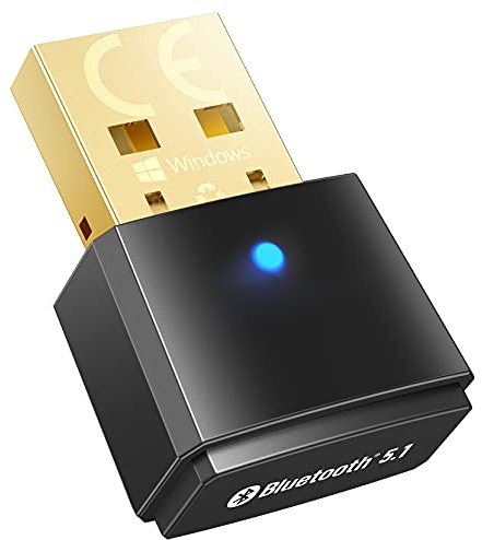 Bluetooth 5.1 USB Dongle, Bluetooth Adapter for Laptop Computer Desktop, Supports Windows 7/8.1/10, Wireless Transfer for Bluetooth Headphones, Mouse, Keyboard, Smartphone, Speakers