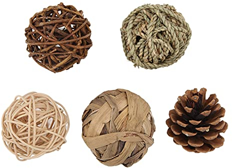 Bunny Chew Toy Rattan Ball Stroh Seil Tannenzapfen für Haustiere Kaninchen Vögel Hamster Chinchilla