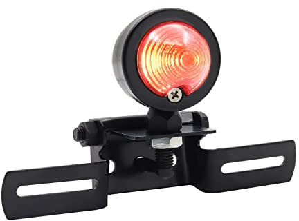 1PC Motorcycle Tail Light Red,12V Motorcycle Brake Stop Running Light Lamp with License Plate Holder Motorbike Rear Taillight Black Aluminum Alloy for Chopper Bobber Cafe Racer Bike