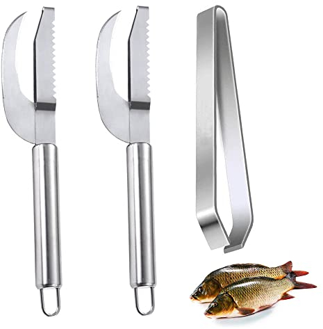 LONGHAO 3 pcs,Cepillo Escalador De Pescado,Escamador De Pescado,Removedor Escalas De Pescado,Cuchillo De Escamas De Pescado Serrado Bidireccional,Pelador De Escamas De Pescado,Para Cocina