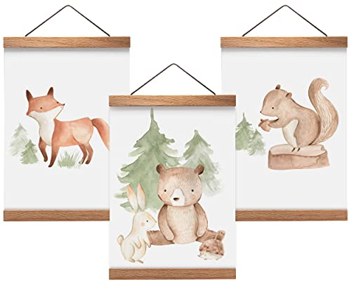 Olgs Bilderrahmen aus Holz 3 Stück | Bilderleiste aus Eiche für Wandbilder, Poster, Fotos magnetisch A4 | Posterleiste Posterschiene Holzrahmen Klemmleiste (21 cm)