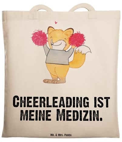 Mr. & Mrs. Panda Tote Bag Fuchs Cheerleader - Geschenk, Laptoptasche, Turn Club, Stoffbeutel, Shopping Tasche, festivaltasche, Turnen, Turniere, Cheerleading
