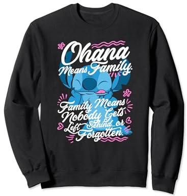 Disney Lilo & Stitch Background Ohana Quote Sudadera