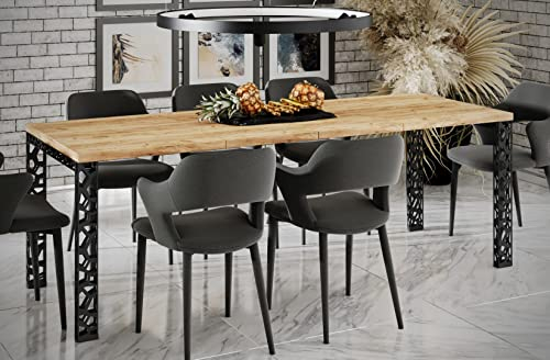 Endo-Moebel Esstisch Matio 130cm - 220cm erweiterbar Metallgestell schwarz Küchentisch (Craft Eiche)