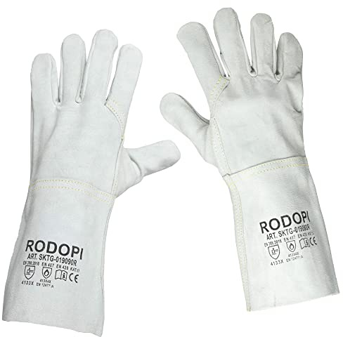 RODOPI FIREWELD-Protect - Guanti da saldatore, 1-10 paia di guanti da lavoro, taglia 8-11, in pelle bovina EN 12477:A, 33 cm, per uomo e donna (1, 8)