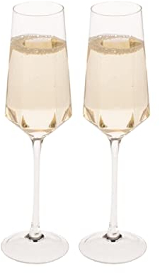 Out of the Blue Diamant Sektgläser im 2er Set, Glas, Diamant, Sektglas, Gläser, 200 Milliliter, Hochzeit, Geburtstag, Weihnachten