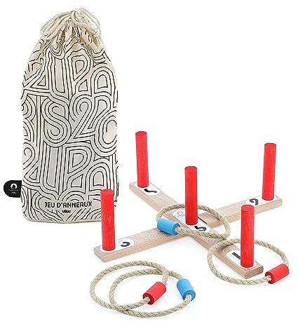Vilac- Edition spéciale pour Les Jeux Olympiques 2024-Jeu d'anneaux-Partenaire Officiel Enfant à partir de 5 Ans-Jouet Unique-Fabriqué en France, 240900, Beige
