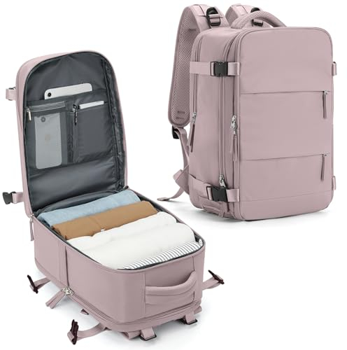 SZLX for Ryanair Cabin Bags 40x20x25 Underseat Carry-ons Bag,Easyjet Cabin Bag Travel Backpack Cabin Size Hand Luggage Bag with Water Bottle Holder Travel Ruscksack Fit 14 Inch Laptop Light Pink