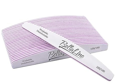 25 pezzi Lima per unghie Zebra Lima Moon 100/180 grit - BellaLine - File grossolana/morbida - Alta qualità - Professionale - Lime per unghie - Luna - Gel Unghie - Cura delle unghie - Banana - Unghie