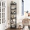 YITAHOME Bookcase 6 Tiers, Floor Standing Book Shelf with 4 Hooks, Wooden Shelf and Metal Frame Book Rack Industrial Tall Shelf Unit Storage for Living Room, Home Office, Black Bookshelf