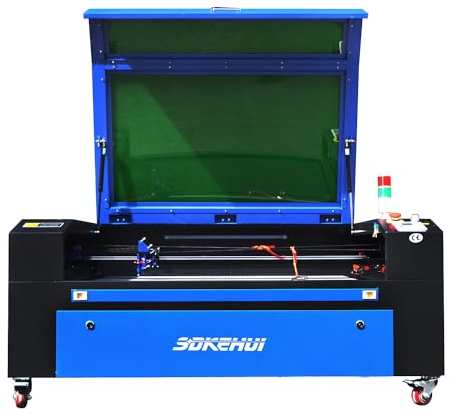 Autofokus CO2 Laser Graviermaschine, 100W 1000x800mm, Zellularplattform & Messerstreifenplattform, mit Signalanzeige, kompatibel mit CorelDraw, AutoCAD, Illustrator, Lightburn, Gravur Cutter Engraver