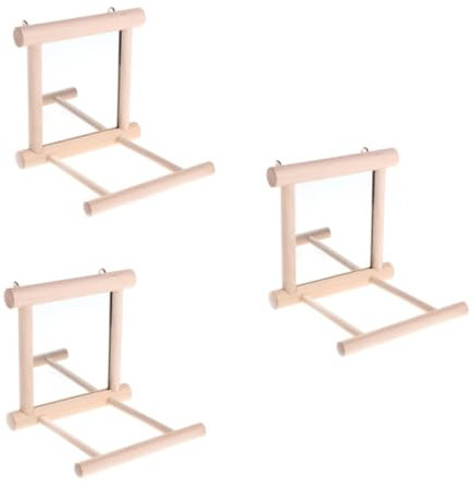 BESPORTBLE 3St Vogel Spiegel vogelkäfig zubehör vogelzubehör für käfig Papageienspiegel großer Vogelkäfig Vogelspielzeug Spielset aus Holz Spielzeug für Papageienkäfige Wellensittich Stand