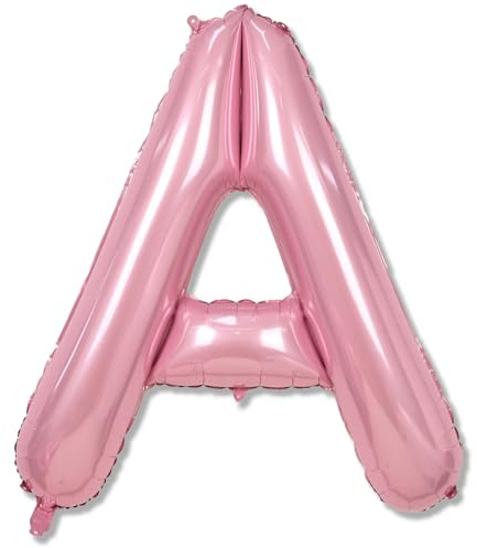 Ballons lettre A de 102 cm rose pastel, grands ballons en aluminium rose de A à Z pour filles, ballons A rose clair en hélium pour femmes, fournitures de décoration pour anniversaire, graduation et