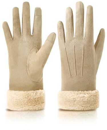 Knuffnee Damen Winter Handschuhe Fleece Gefütterte Handschuhe Warm Touchscreen Handschuh Khaki M